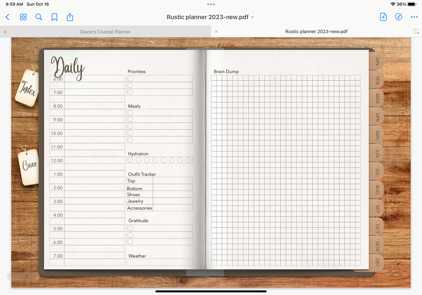 2023 dated digital planner journal for GoodNotes, ZoomNotes minimal design with daily, weekly, monthly hyperlinks