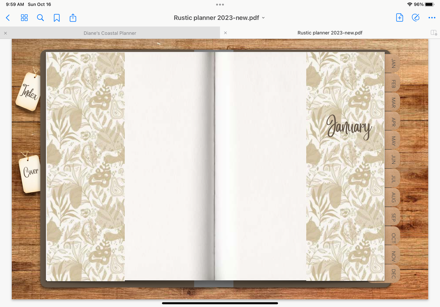 2023 dated digital planner journal for GoodNotes, ZoomNotes minimal design with daily, weekly, monthly hyperlinks
