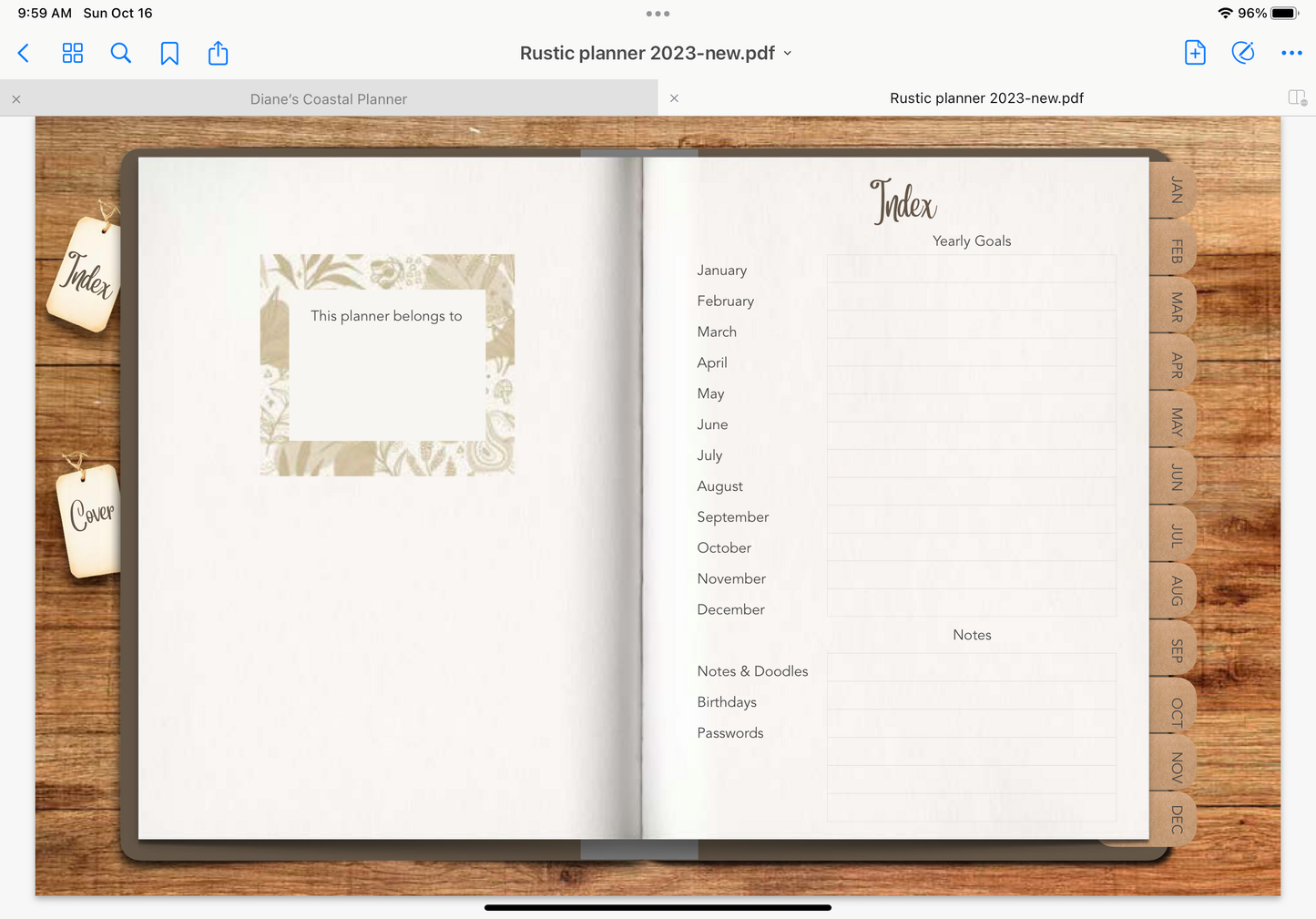 2023 dated digital planner journal for GoodNotes, ZoomNotes minimal design with daily, weekly, monthly hyperlinks