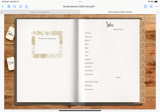 2023 dated digital planner journal for GoodNotes, ZoomNotes minimal design with daily, weekly, monthly hyperlinks