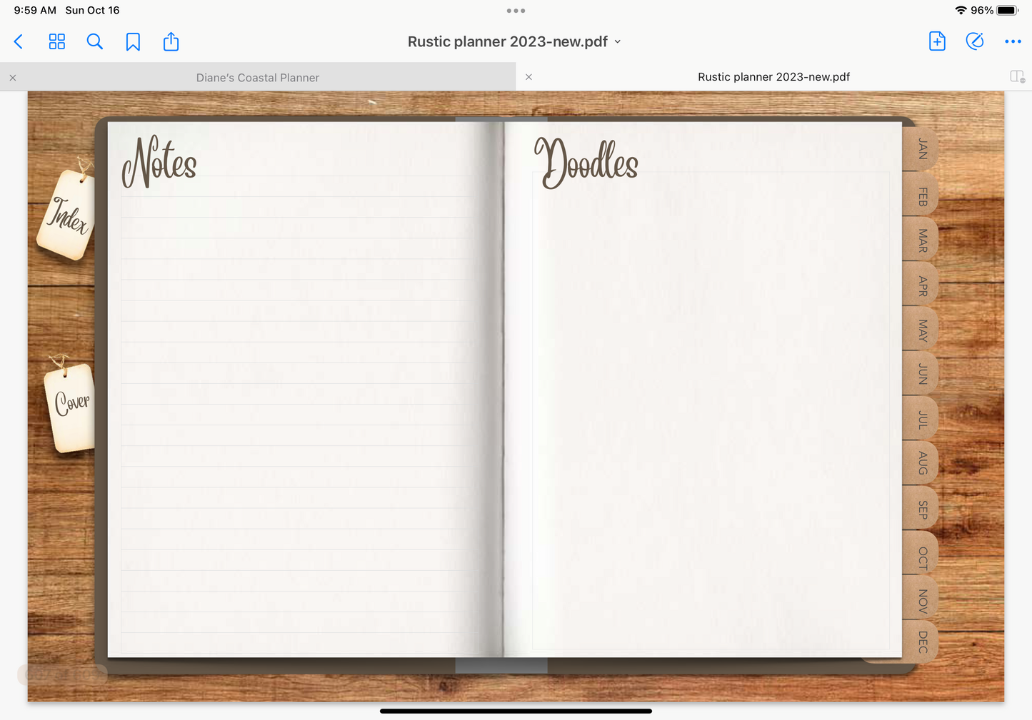 2023 dated digital planner journal for GoodNotes, ZoomNotes minimal design with daily, weekly, monthly hyperlinks