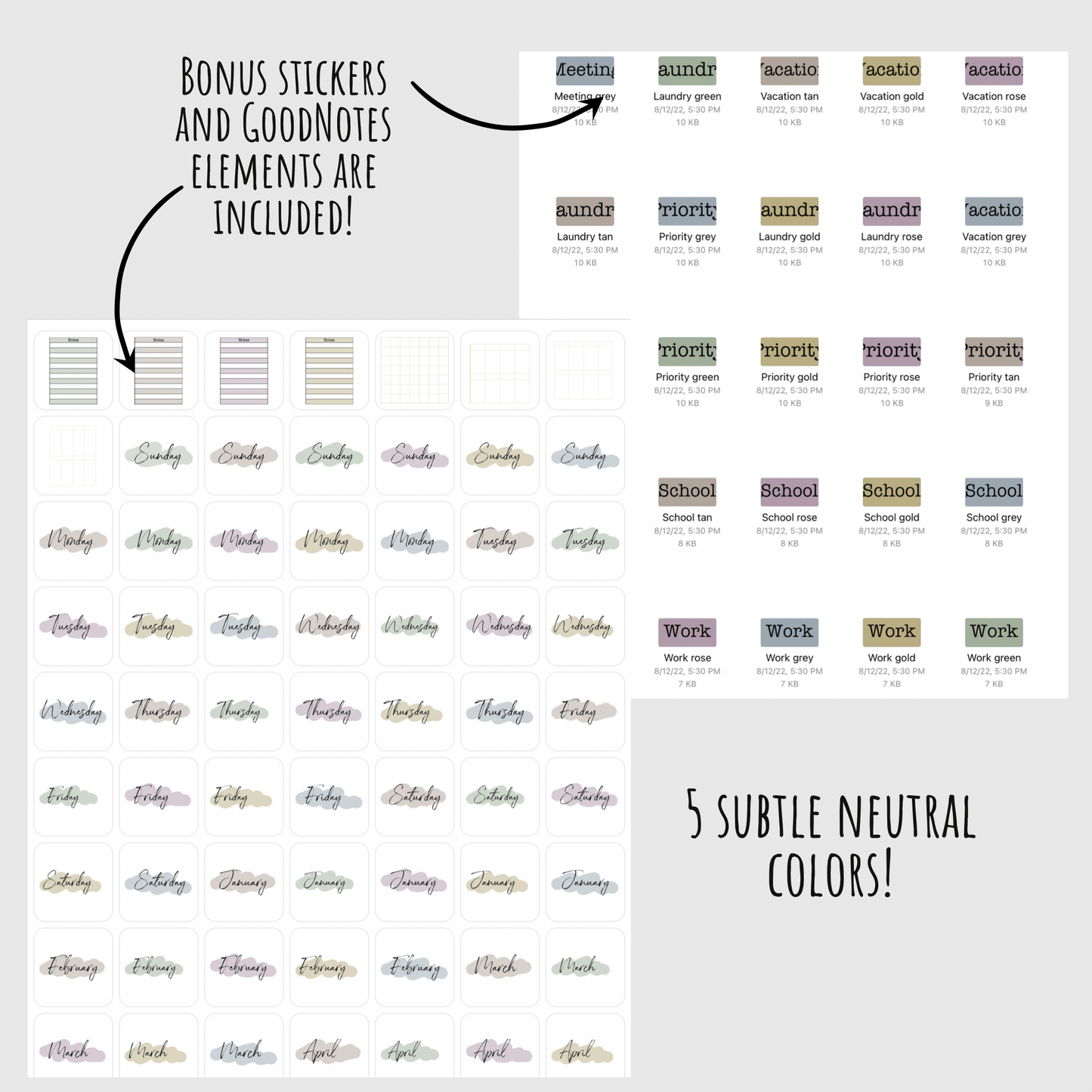 Digital bullet journal for GoodNotes, minimal design with hyperlinks, iPad journal