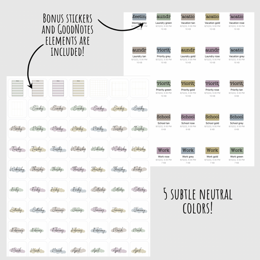 Digital bullet journal for GoodNotes, minimal design with hyperlinks, iPad journal