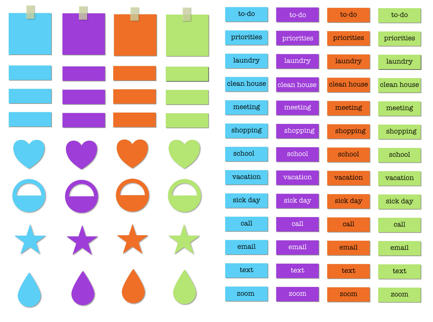 Digital Planner Stickers, GoodNotes Planner Stickers, iPad Planner - Brights