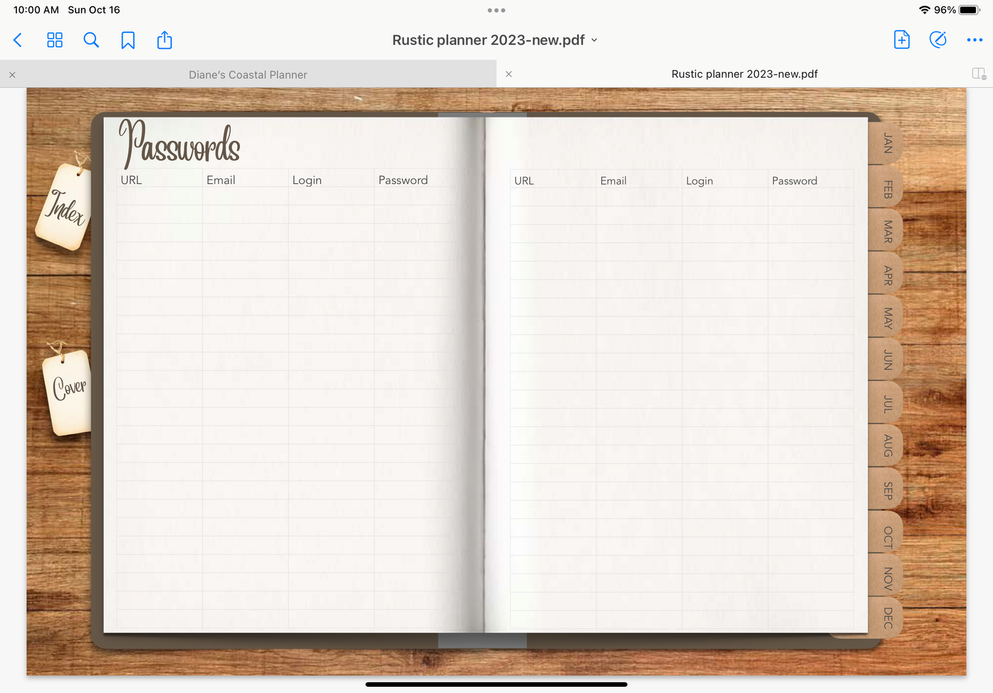 2023 dated digital planner journal for GoodNotes, ZoomNotes minimal design with daily, weekly, monthly hyperlinks
