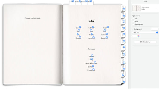 Editable Keynote file for digital planner - hyperlinked months, weeks and days!