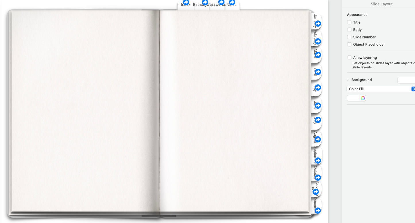 Editable Keynote file for digital planner - hyperlinked months, weeks and days!