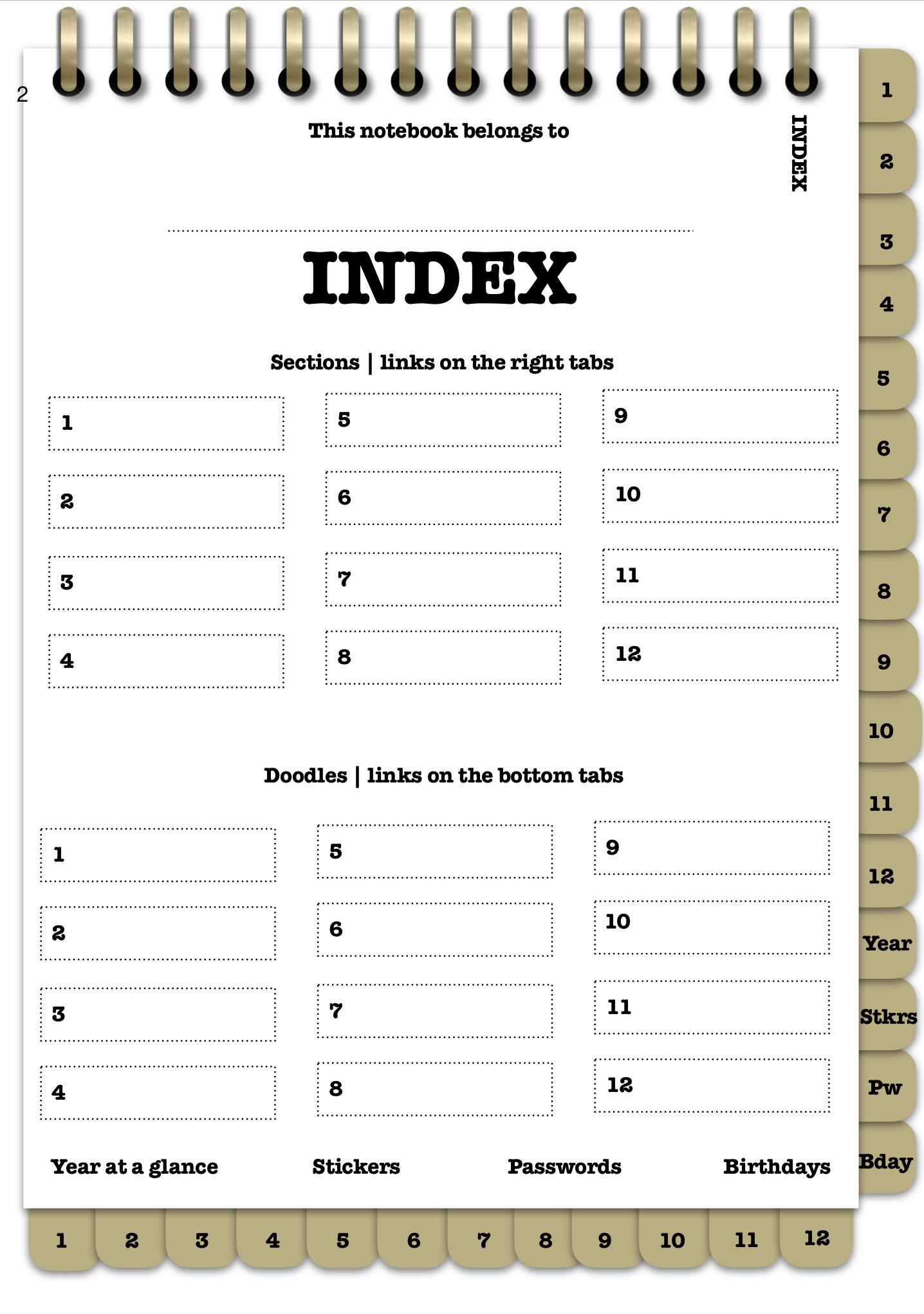 Digital bullet journal for GoodNotes, minimal design with hyperlinks, iPad journal