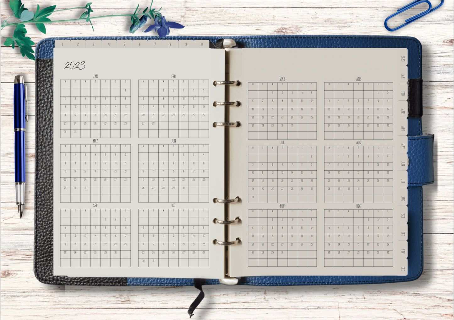 2023 dated digital planner journal for GoodNotes, ZoomNotes minimal design with daily, weekly, monthly hyperlinks
