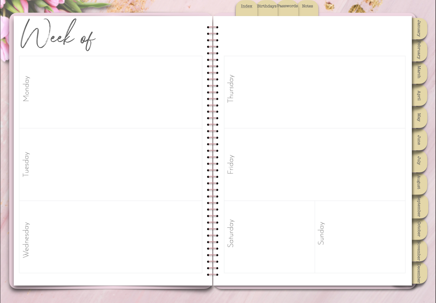 Pink Undated Planner 2023 PLR digital planner