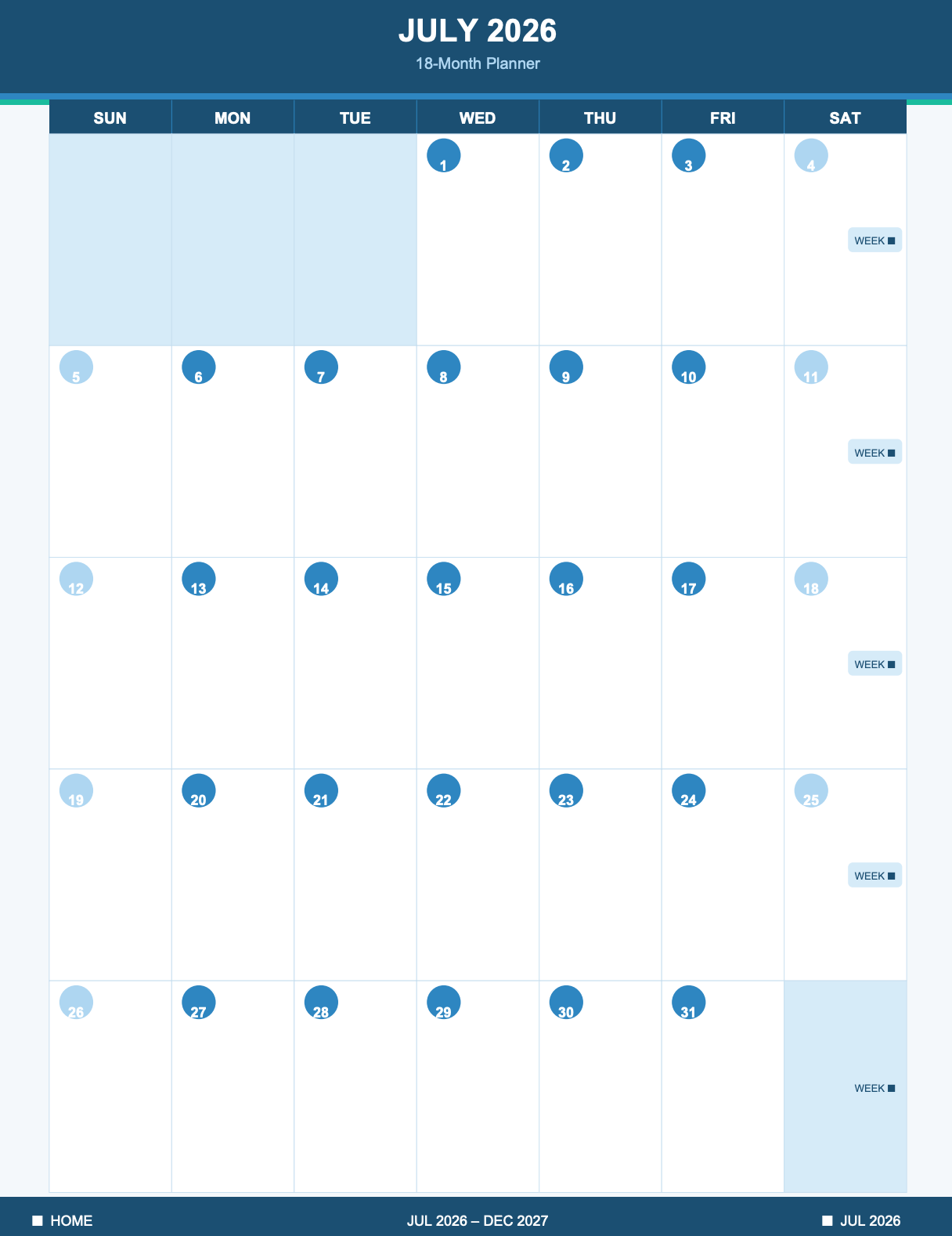 July 2026 - Dec 2027 Dated Digital Planner for GoodNotes, Notability & iPad — Daily, Weekly, Monthly with Hyperlinks