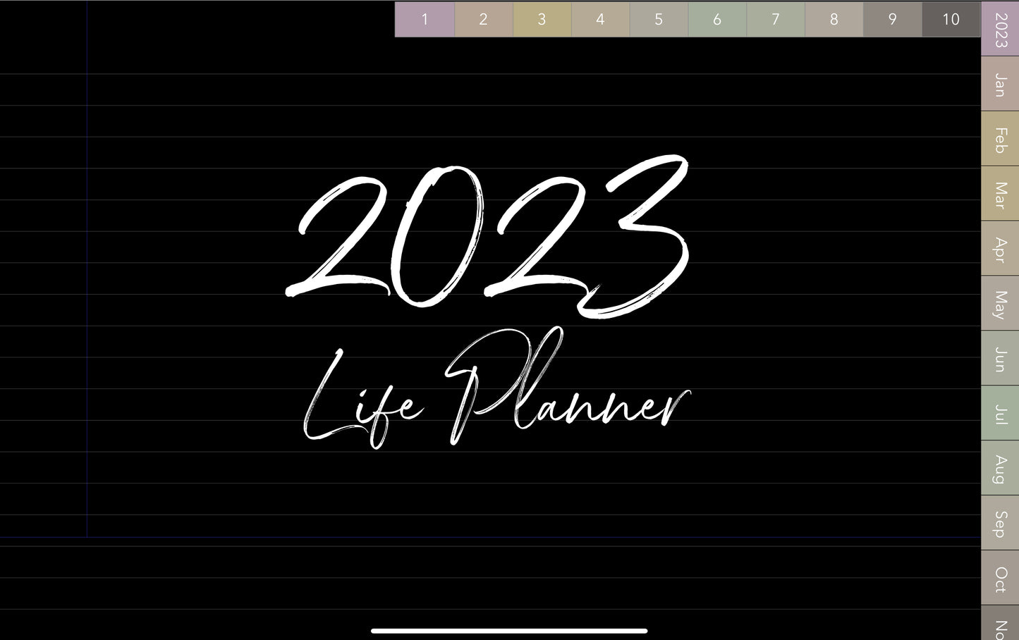 Free! Month of January 2023 black dated digital planner journal for GoodNotes, ZoomNotes minimal design with daily, weekly, monthly hyperlinks